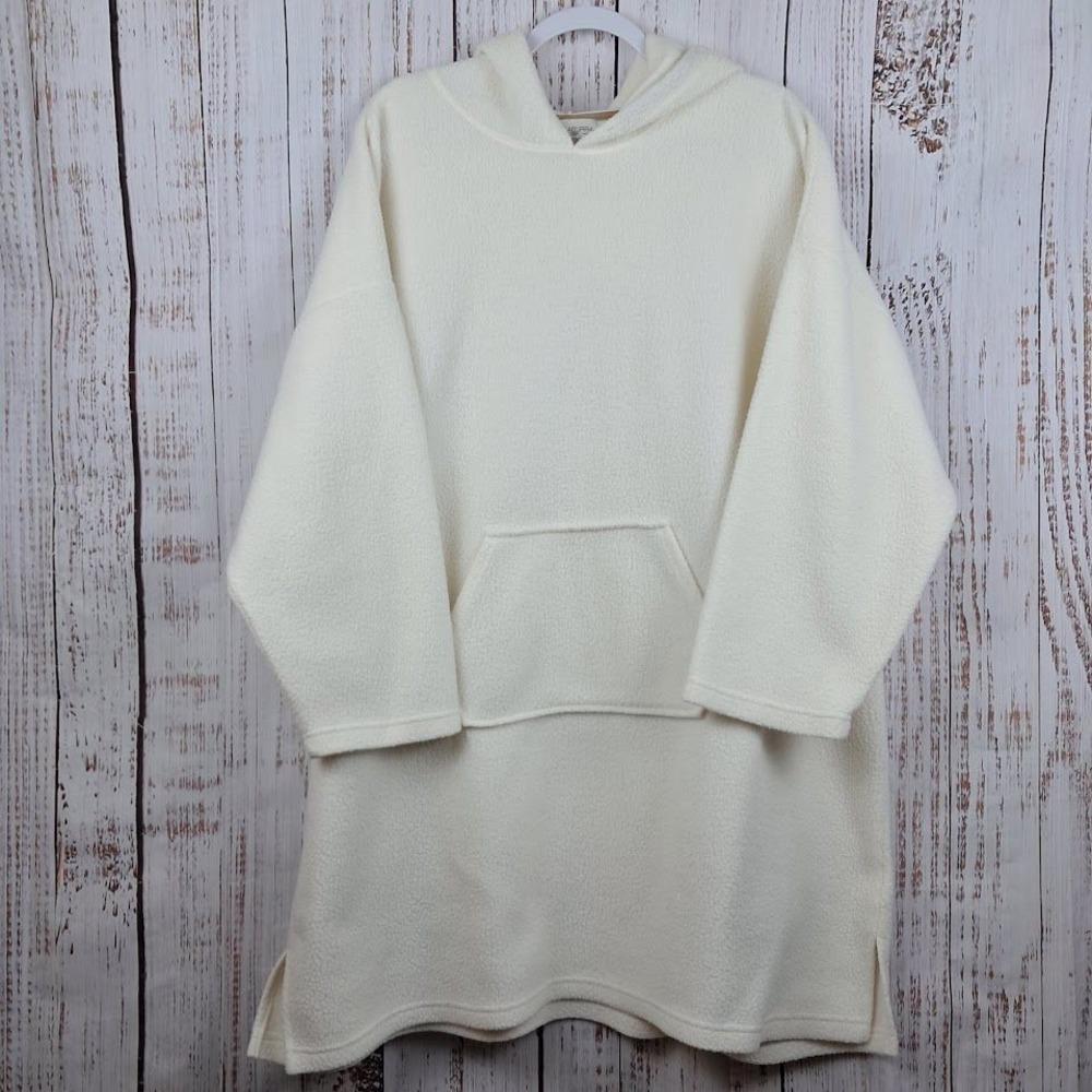 Koolaburra by UGG 1X Cream Long Sherpa Plush Hoodie Pullover Loungewear Coverup - Picture 2 of 7
